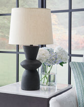 Luxury Living Gallery - Ashley Furniture - Scarbot Lighting - Paper Table Lamp (Set of 2) / Distressed Black - L243354