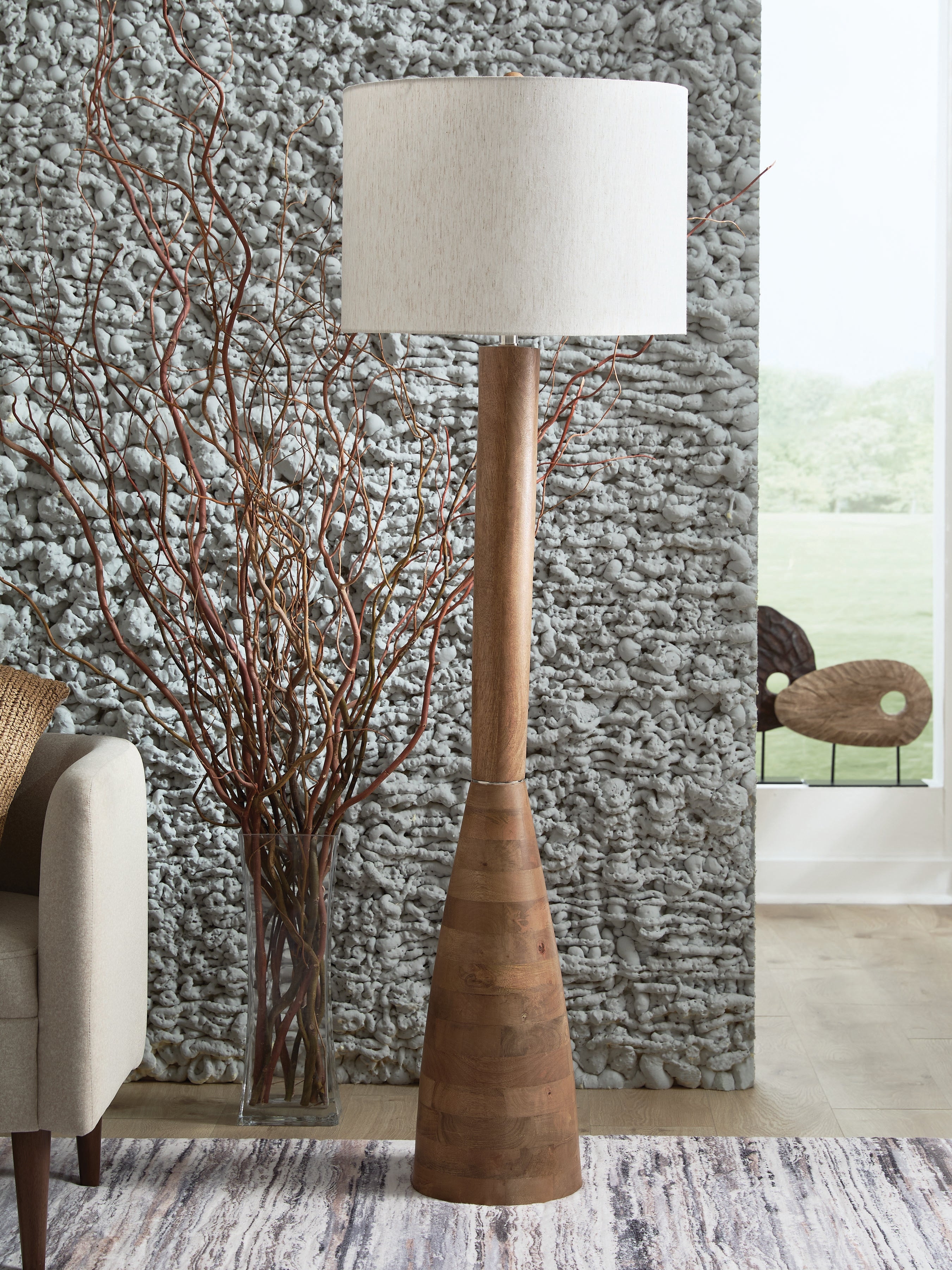 Luxury Living Gallery - Ashley Furniture - Ailsa Lighting - Wood Floor Lamp (1/CN) / Natural Brown - L329111