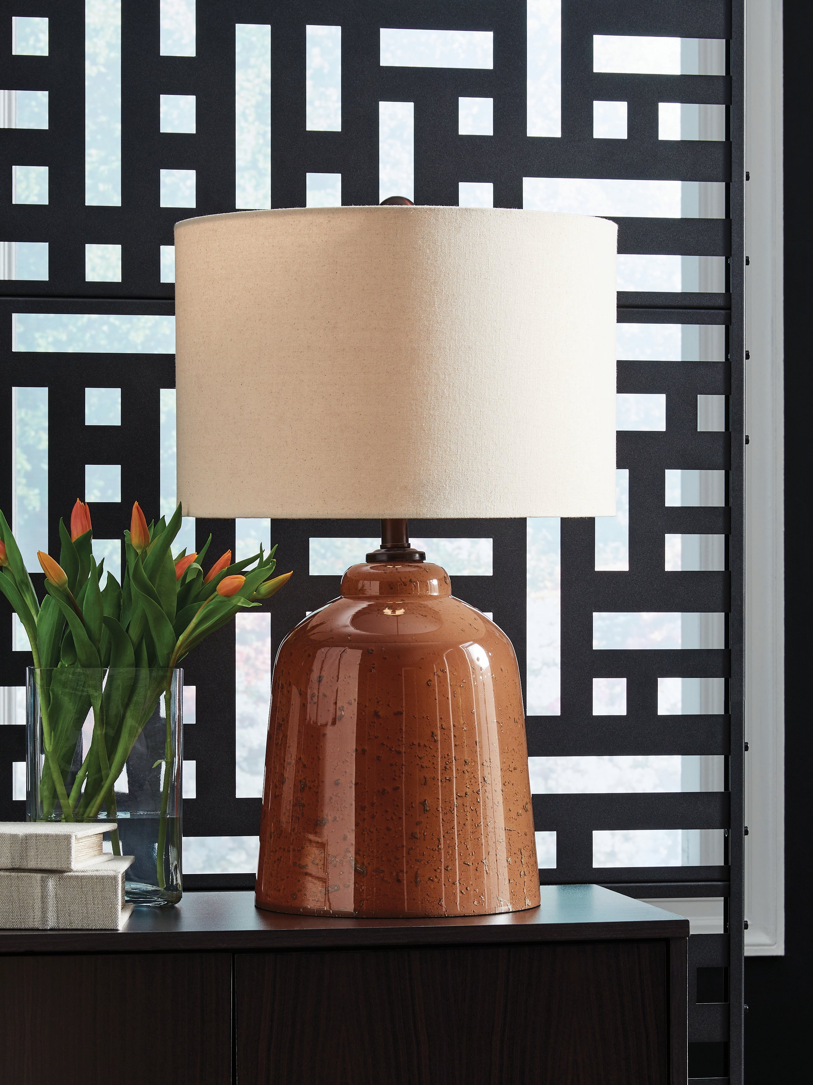 Luxury Living Gallery - Ashley Furniture - Aaleahya Lighting - Glass Table Lamp (1/CN) / Rust - L430904