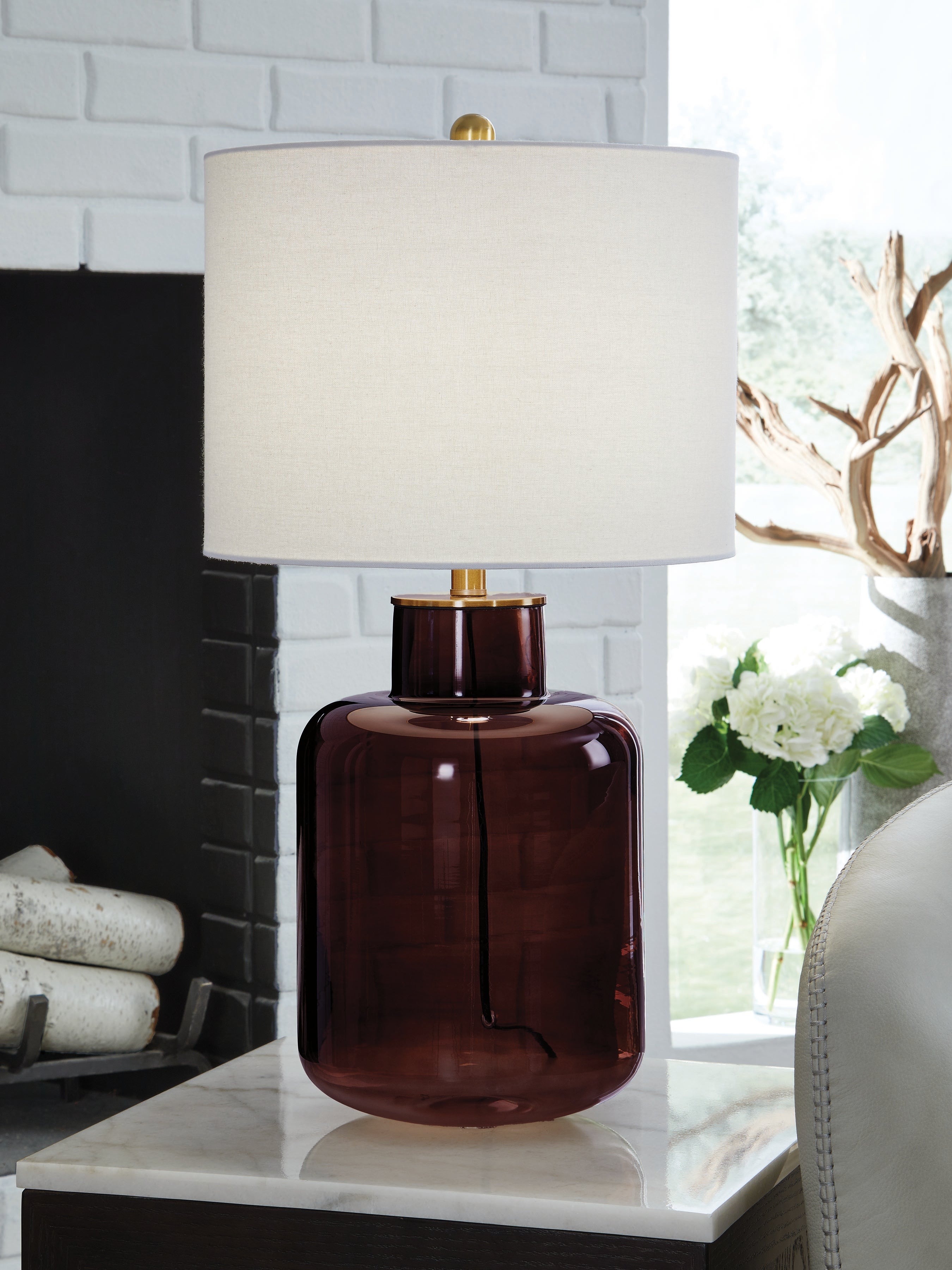 Luxury Living Gallery - Ashley Furniture - Mette Lighting - Glass Table Lamp (1/CN) / Brown/Gold Finish - L430924