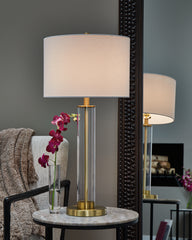 Luxury Living Gallery - Ashley Furniture - Orenman Lighting - Glass Table Lamp (Set of 2) / Clear/Brass Finish - L431584