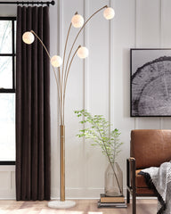 Luxury Living Gallery - Ashley Furniture - Taliya Lighting - Metal Arc Lamp (1/CN) / Champagne/White - L725119