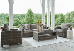 Luxury Living Gallery - Ashley Furniture - Oasis Court Outdoor - Sofa/Chairs/Table Set (4/CN) / Gray - P335-081
