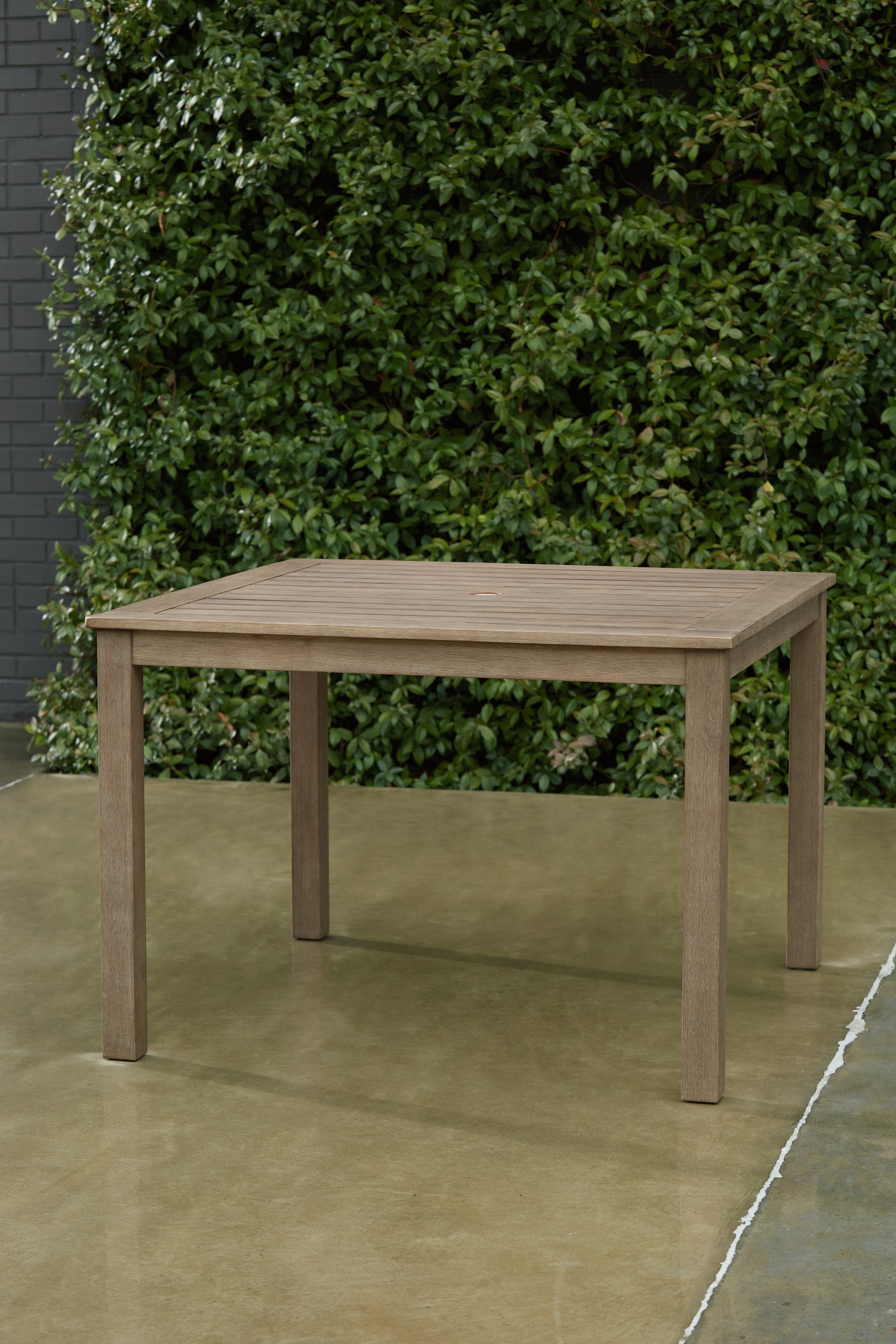 Luxury Living Gallery - Ashley Furniture - Aria Plains Outdoor - Square Dining Table w/UMB OPT / Brown - P359-615