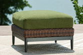 Luxury Living Gallery - Ashley Furniture - Horizon Hall Outdoor - Ottoman with Cushion / Brown/Green - P572-814