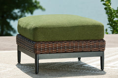 Luxury Living Gallery - Ashley Furniture - Horizon Hall Outdoor - Ottoman with Cushion / Brown/Green - P572-814