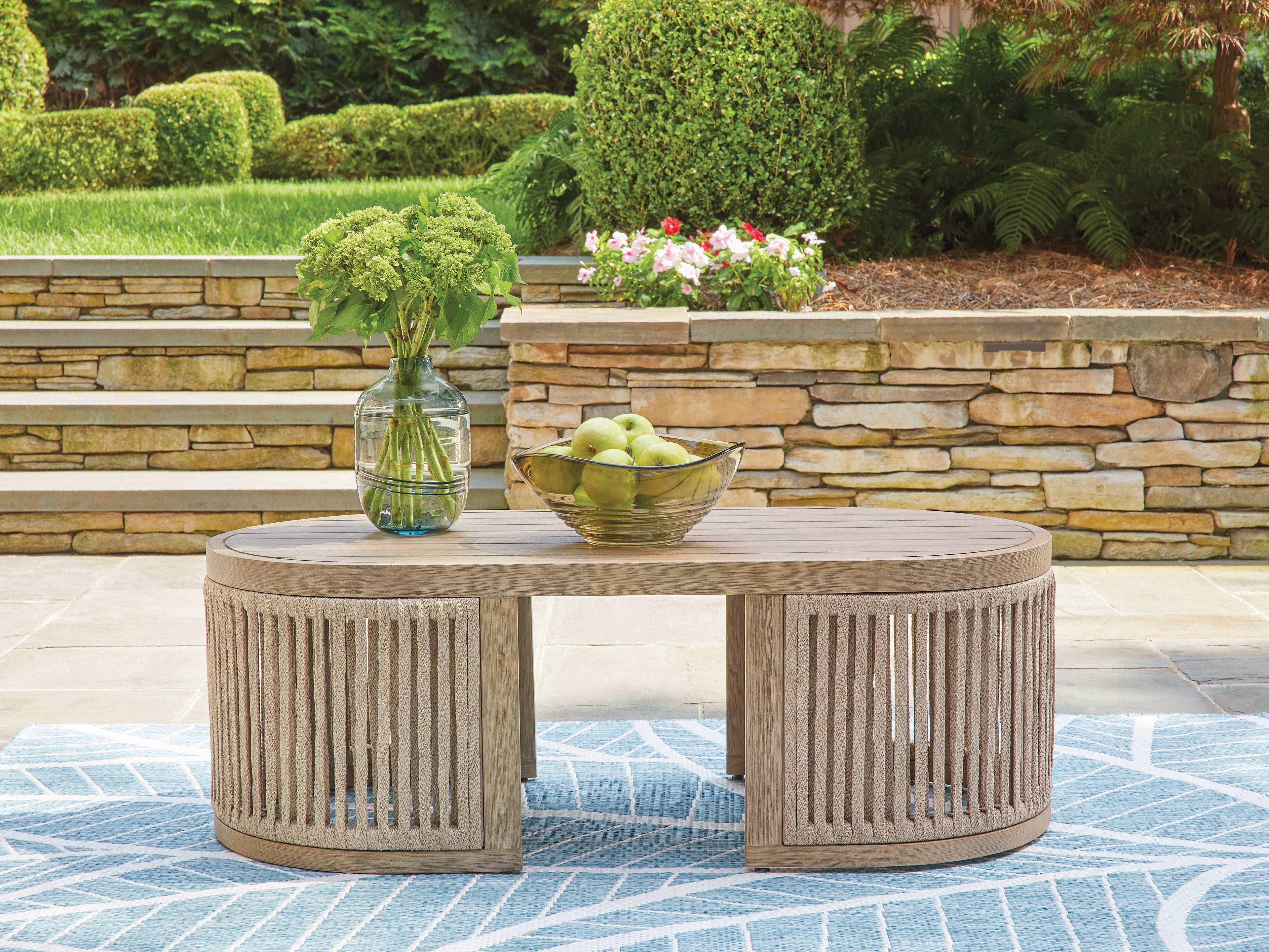 Luxury Living Gallery - Ashley Furniture - Serena Shores Outdoor - Rectangular Cocktail Table / Beige - PCP604-701