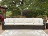 Luxury Living Gallery - Ashley Furniture - Kimora Outdoor - 4-Piece Outdoor Sectional / Beige/Dark Brown - P711P2