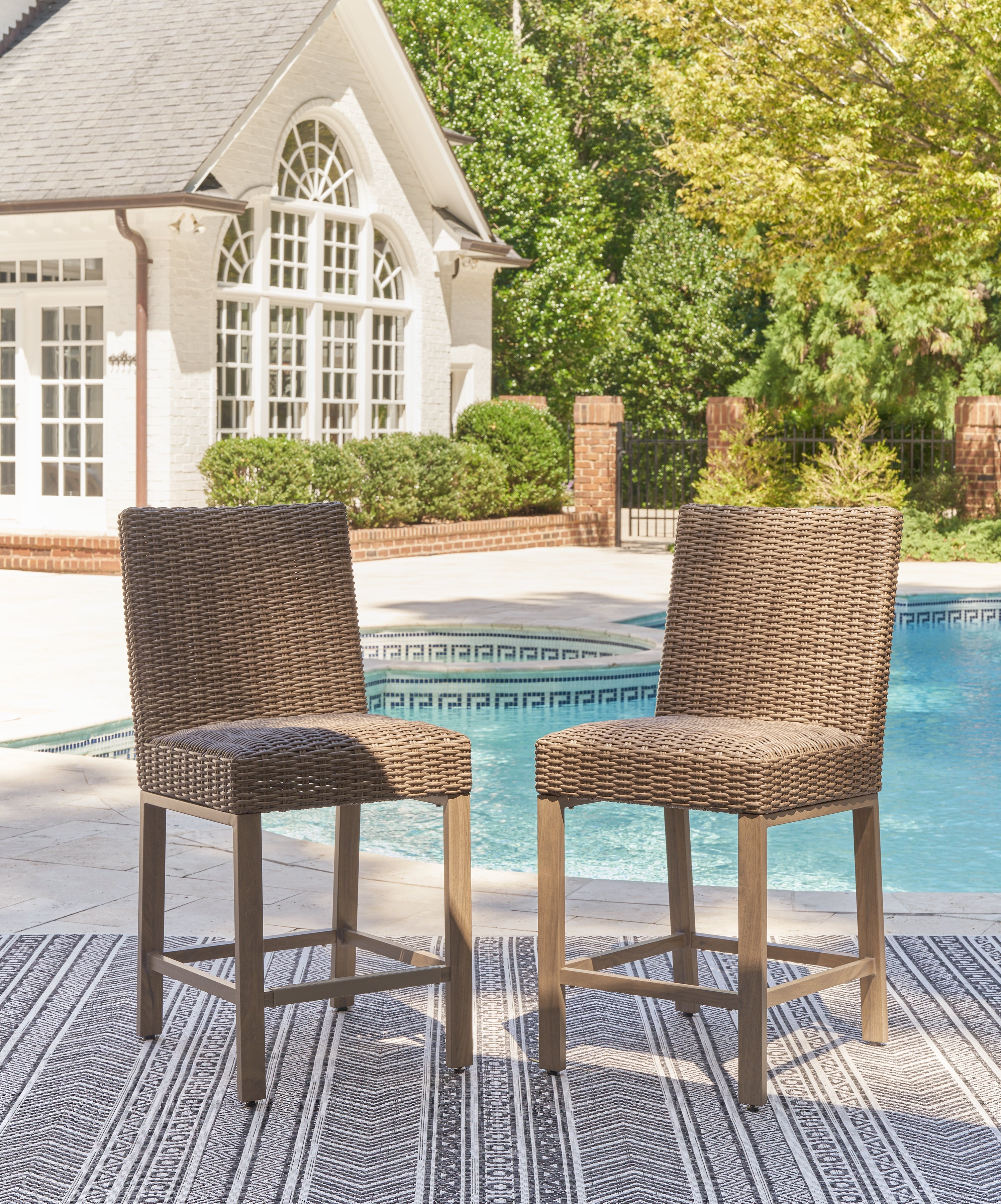 Luxury Living Gallery - Ashley Furniture - Walton Bridge Outdoor - Barstool (Set of 2) / Driftwood - P749-130