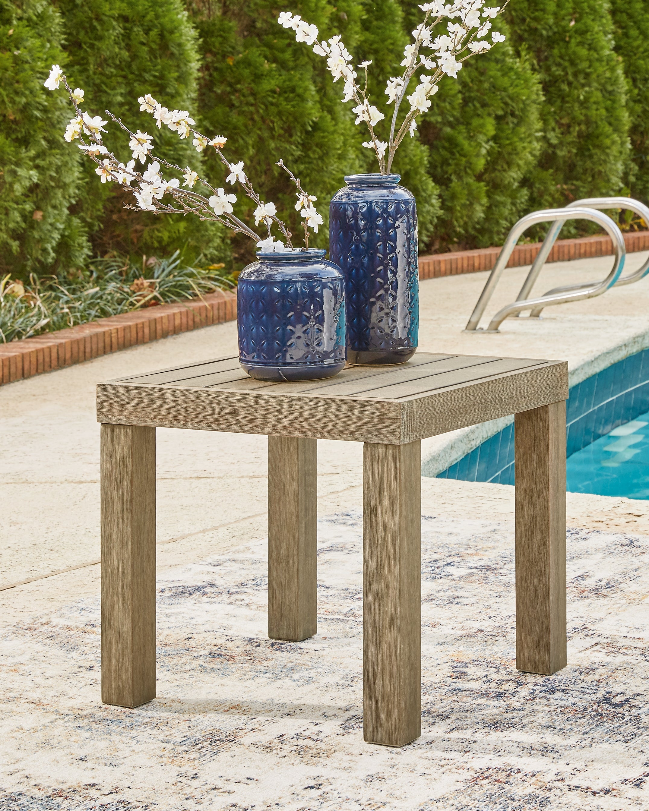 Luxury Living Gallery - Ashley Furniture - Silo Point Outdoor - Square End Table / Brown - P804-702