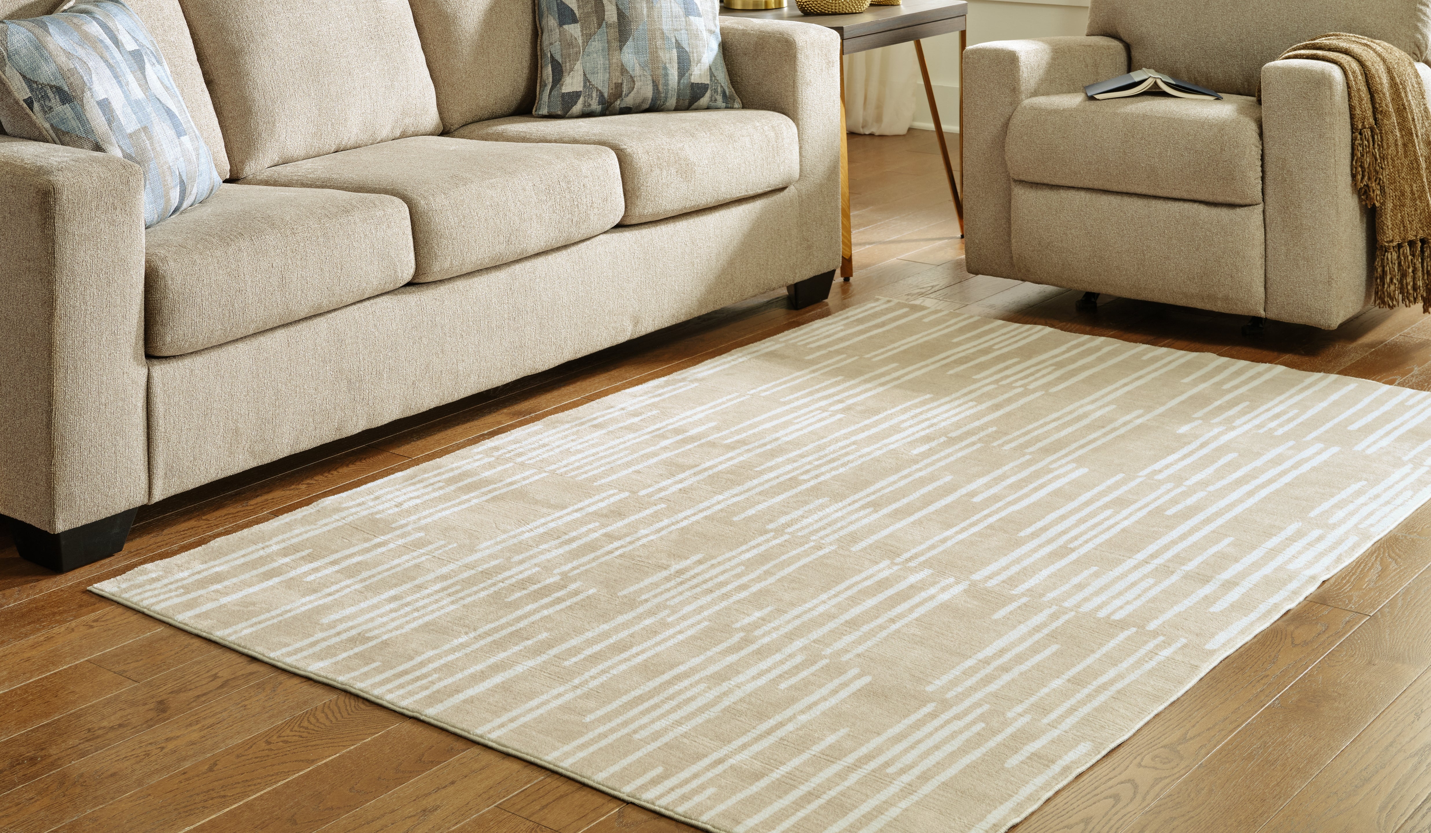Luxury Living Gallery - Ashley Furniture - Ardenville Rug - 5' x 7'1" Washable Rug / Tan/Cream - R406212