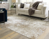 Luxury Living Gallery - Ashley Furniture - Grifflain Rug - 5'1" x 7' Washable Rug / Tan/Brown/Gray - R406232