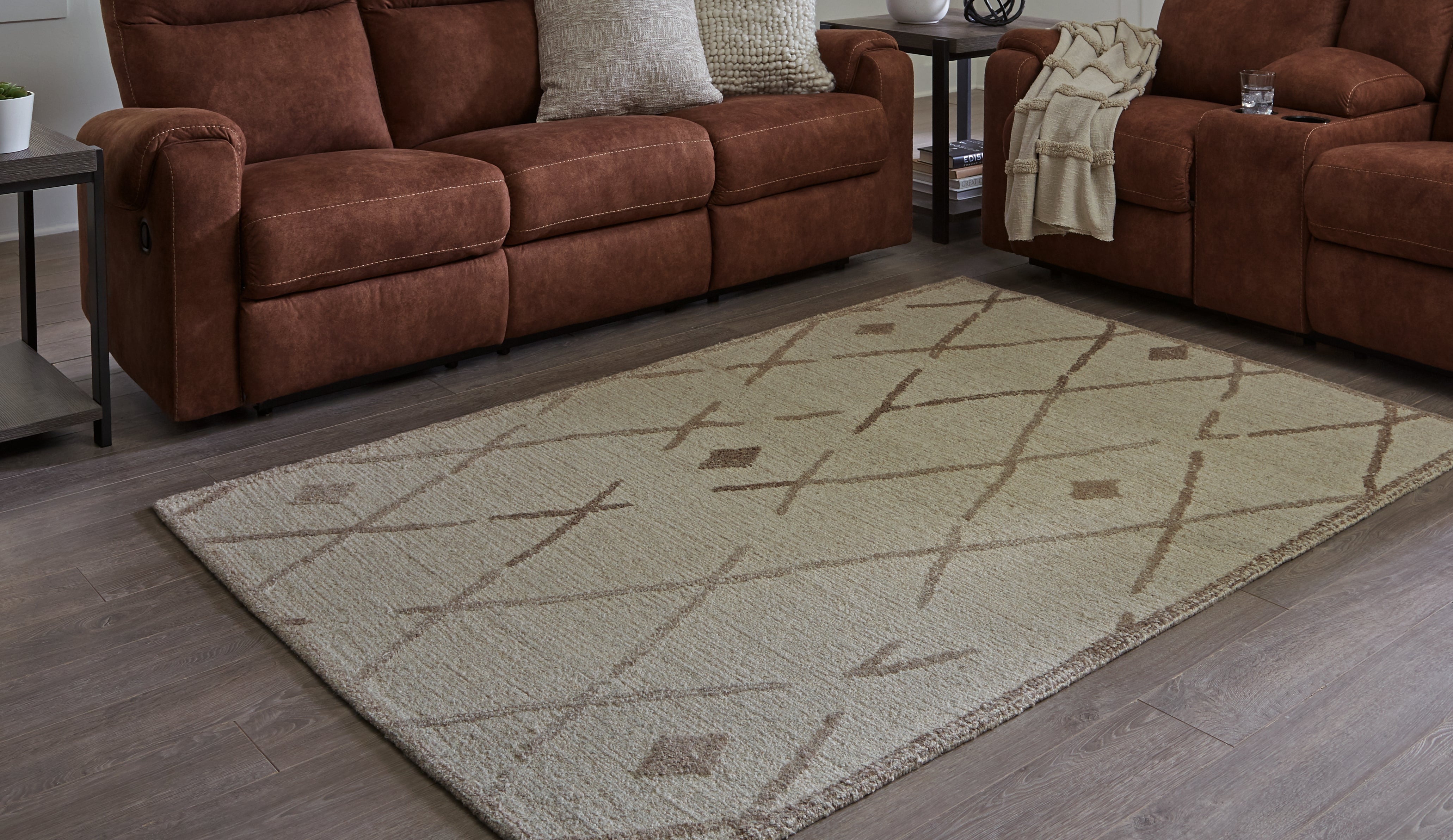 Luxury Living Gallery - Ashley Furniture - Guyford Rug - 8' x 10' Rug / Beige/Brown - R406871