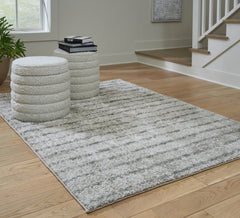 Luxury Living Gallery - Ashley Furniture - Laddway Rug - 5' x 7' Rug / Cream/Green - R406882