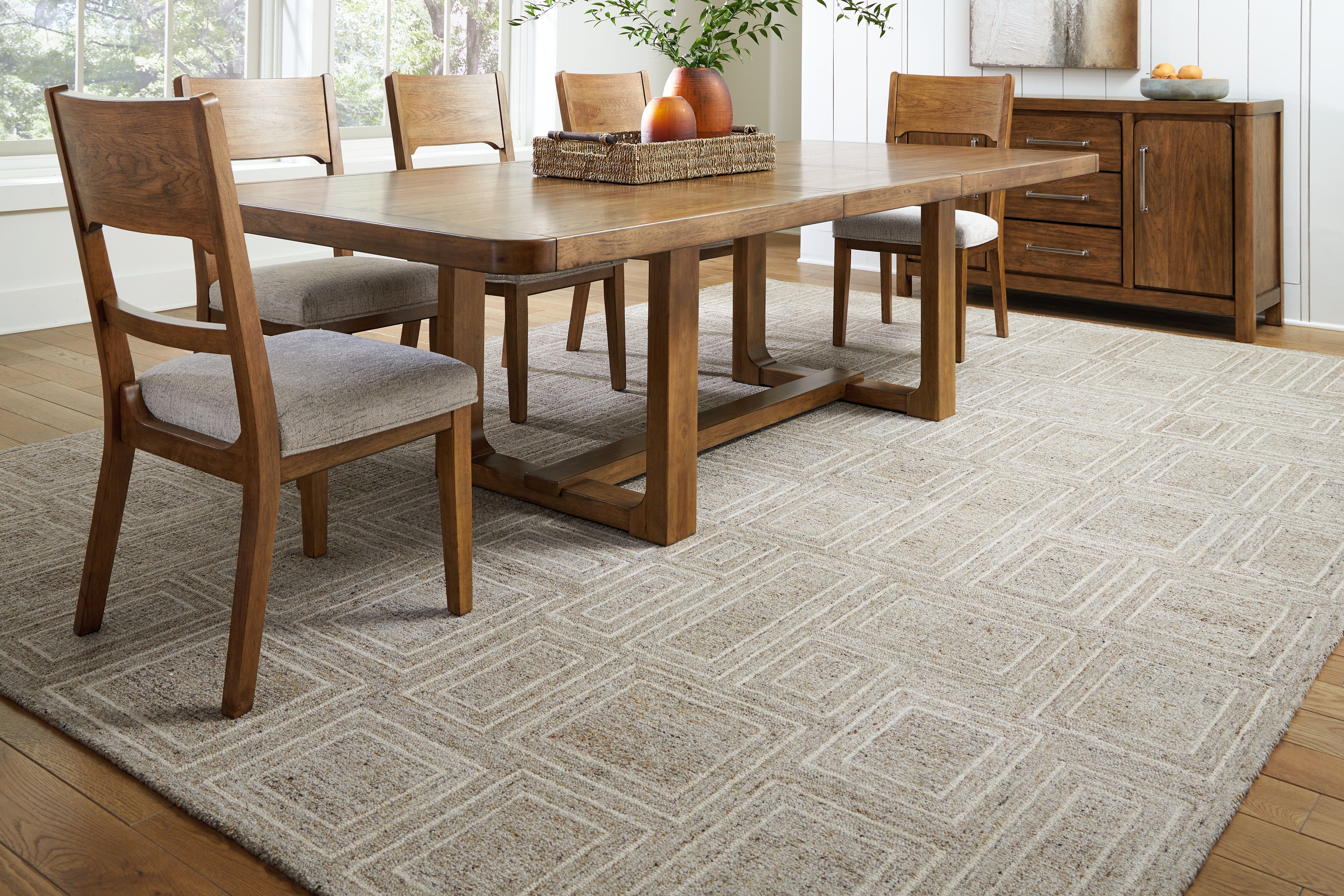 Luxury Living Gallery - Ashley Furniture - Brickburgh Rug - 5' x 7' Rug / Gray/Ivory/Honey - R406902