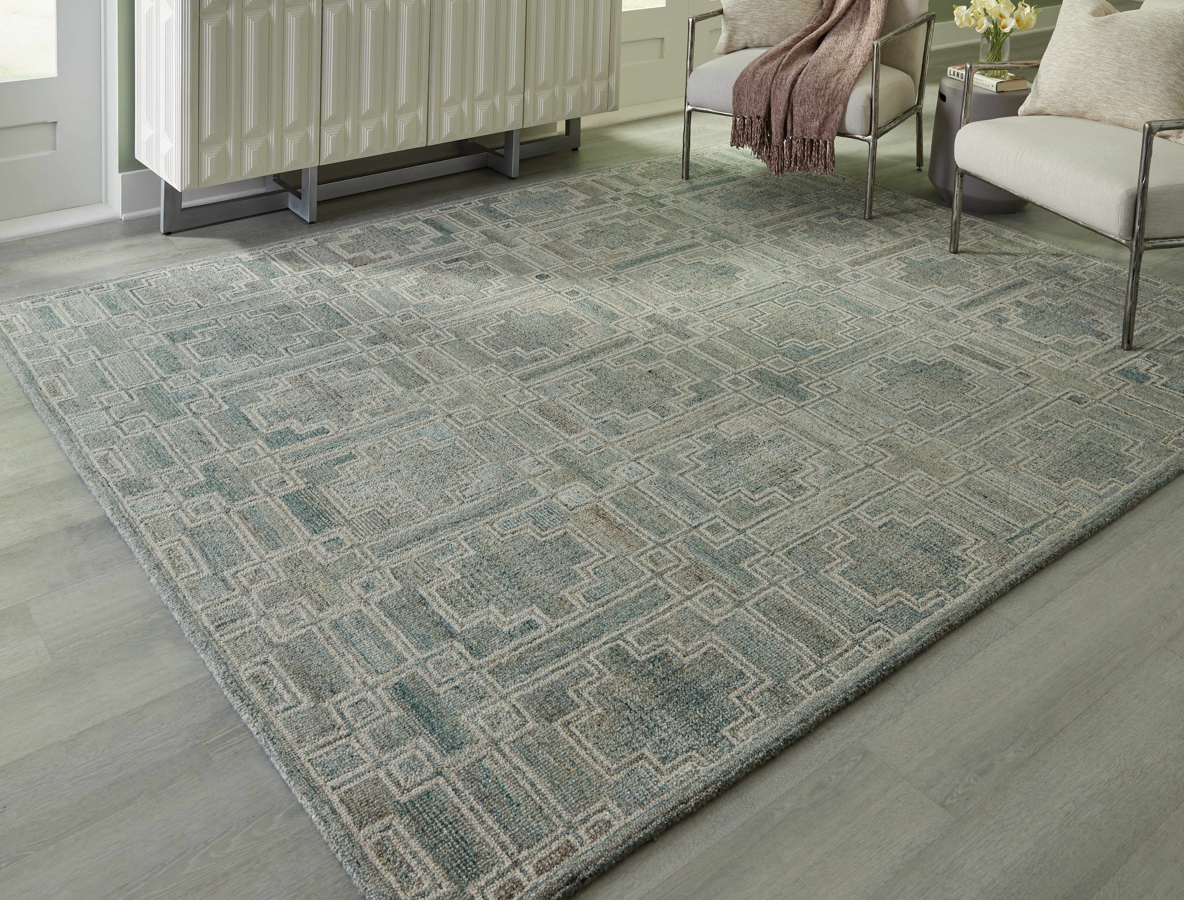 Luxury Living Gallery - Ashley Furniture - Jossland Rug - 5' x 7' Rug / Green/Ivory - R406912