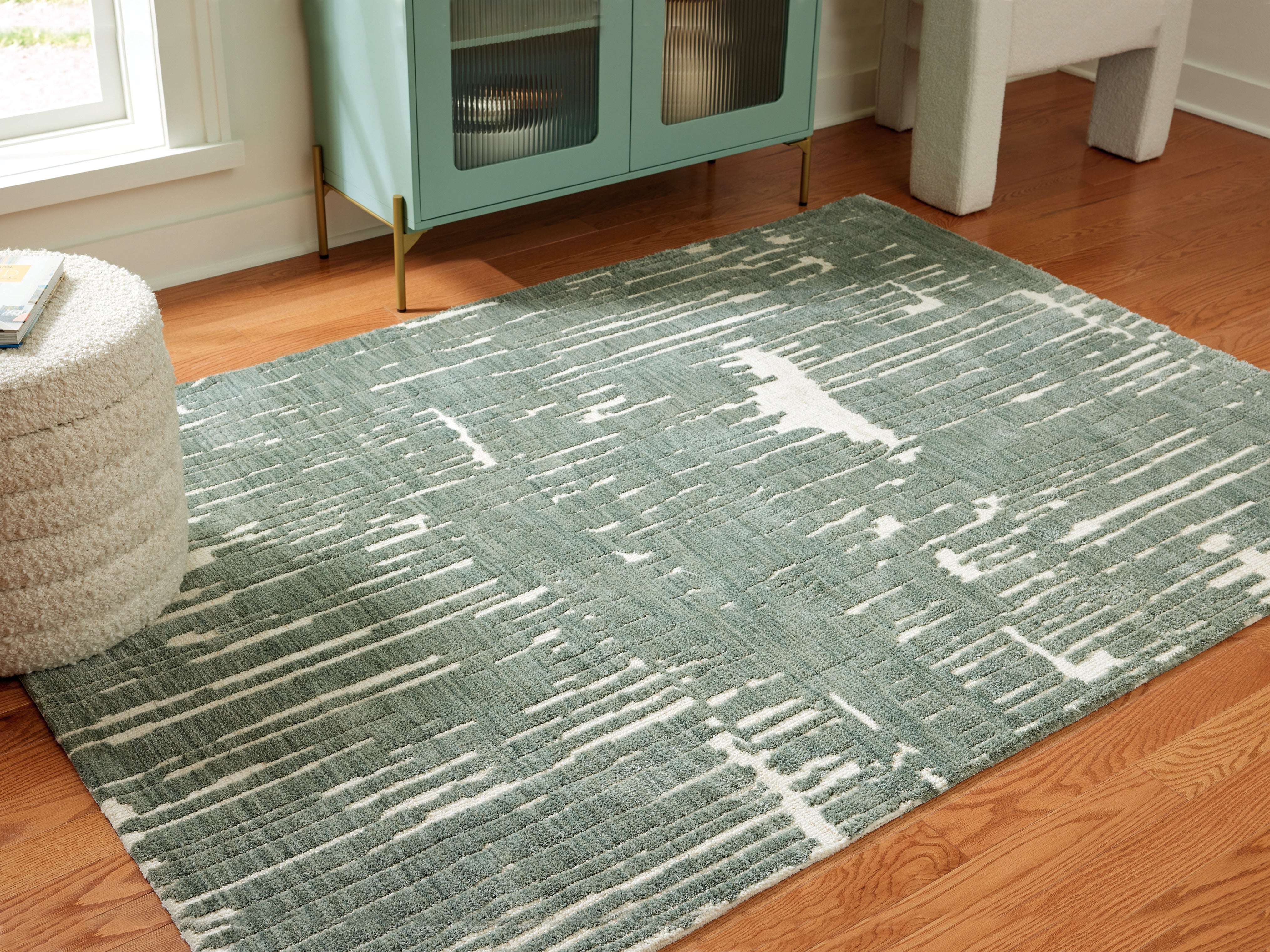 Luxury Living Gallery - Ashley Furniture - Cayworth Rug - 5' x 7' Rug / Teal/White - R407092