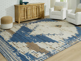 Luxury Living Gallery - Ashley Furniture - Varnler Rug - 5' x 7' Rug / Blue/Brown/Tan - R407132
