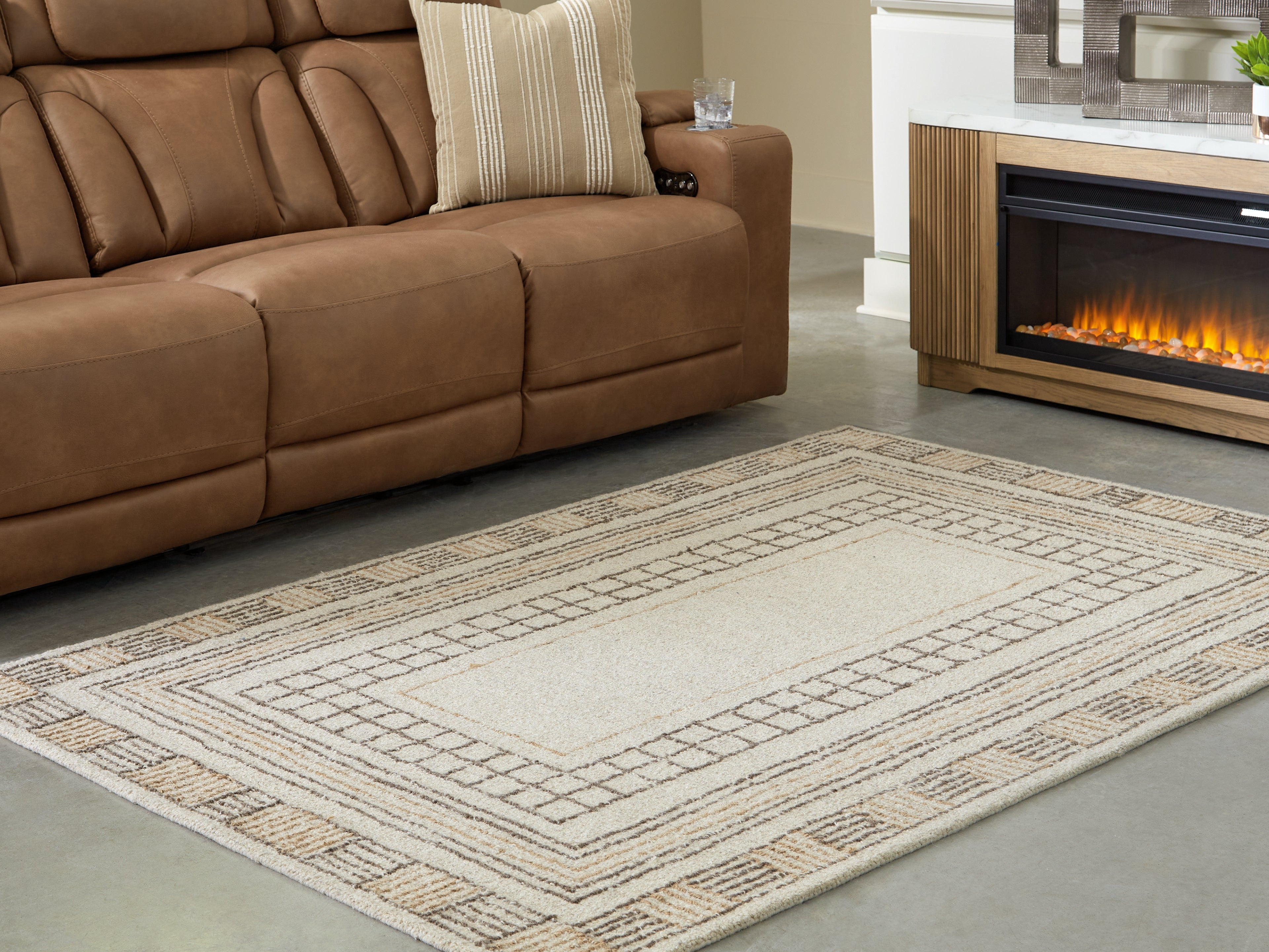 Luxury Living Gallery - Ashley Furniture - Idaman Rug - Medium Rug / Taupe/Brown - R407292