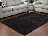 Luxury Living Gallery - Ashley Furniture - Marav Rug - 5' x 7' Area Rug / Black/White - R407532