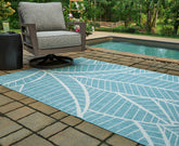Luxury Living Gallery - Ashley Furniture - Hulsia Rug - 5' x 7' Rug / Ivory/Aqua - R900122