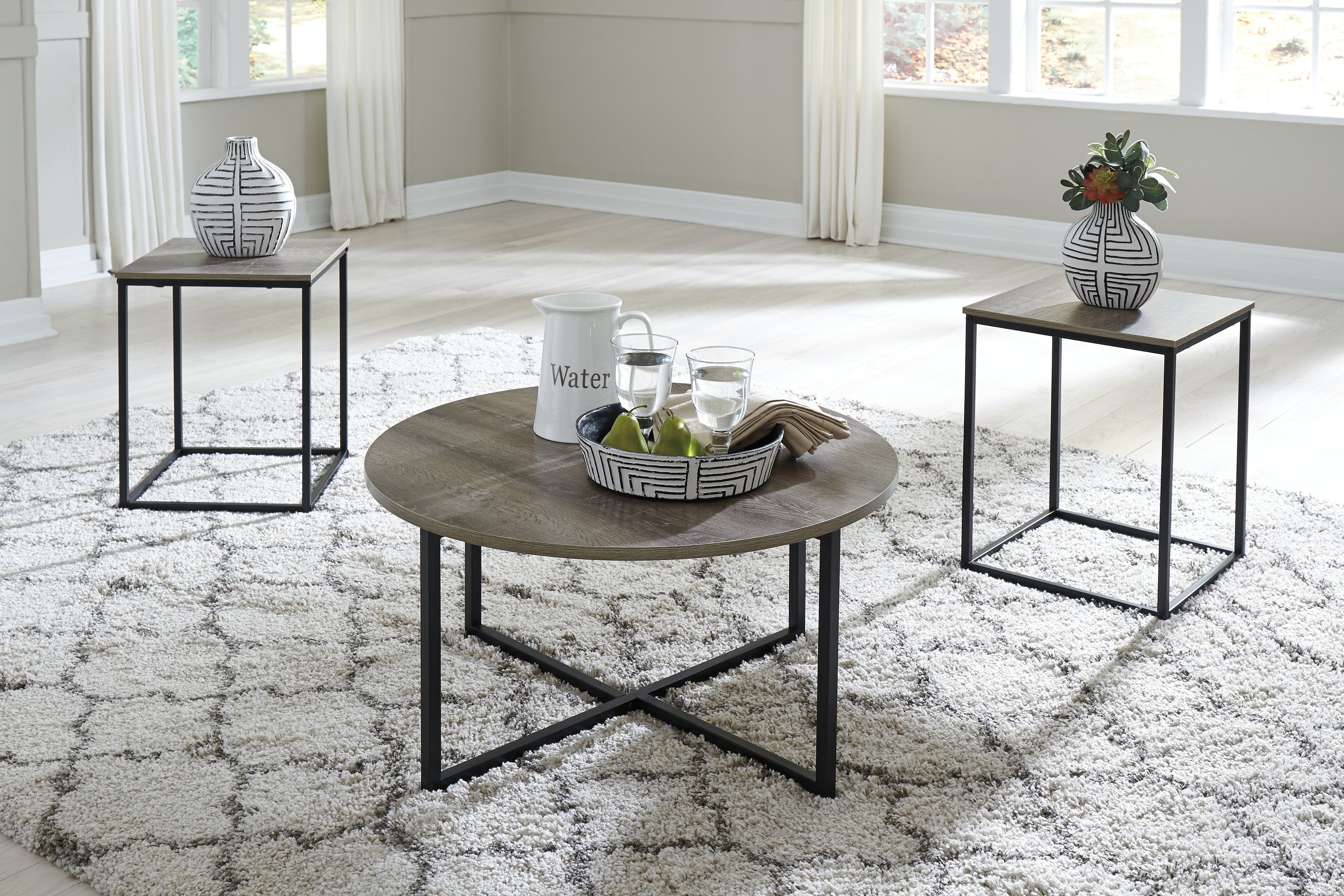 Luxury Living Gallery - Ashley Furniture - Wadeworth Table (Set of 3) - Occasional Table Set (3/CN) / Two-tone - T103-213