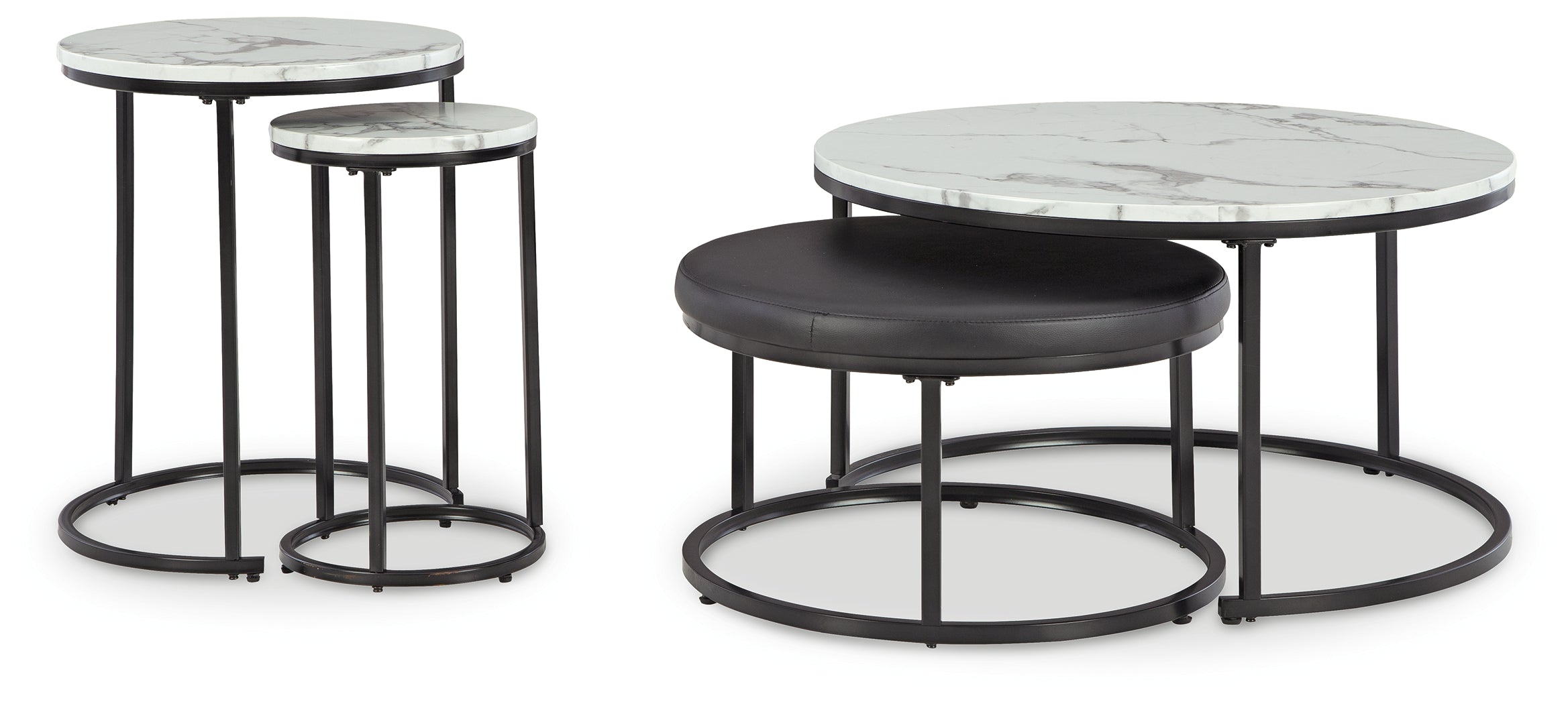 Luxury Living Gallery - Ashley Furniture - Jusmour Table (Set of 4) - Occasional Nesting TBL (4/CN) / Black/White - T161-14