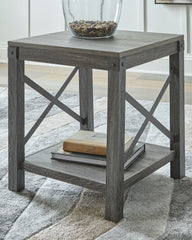 Luxury Living Gallery - Ashley Furniture - Freedan End Table - Square End Table / Grayish Brown - T175-2