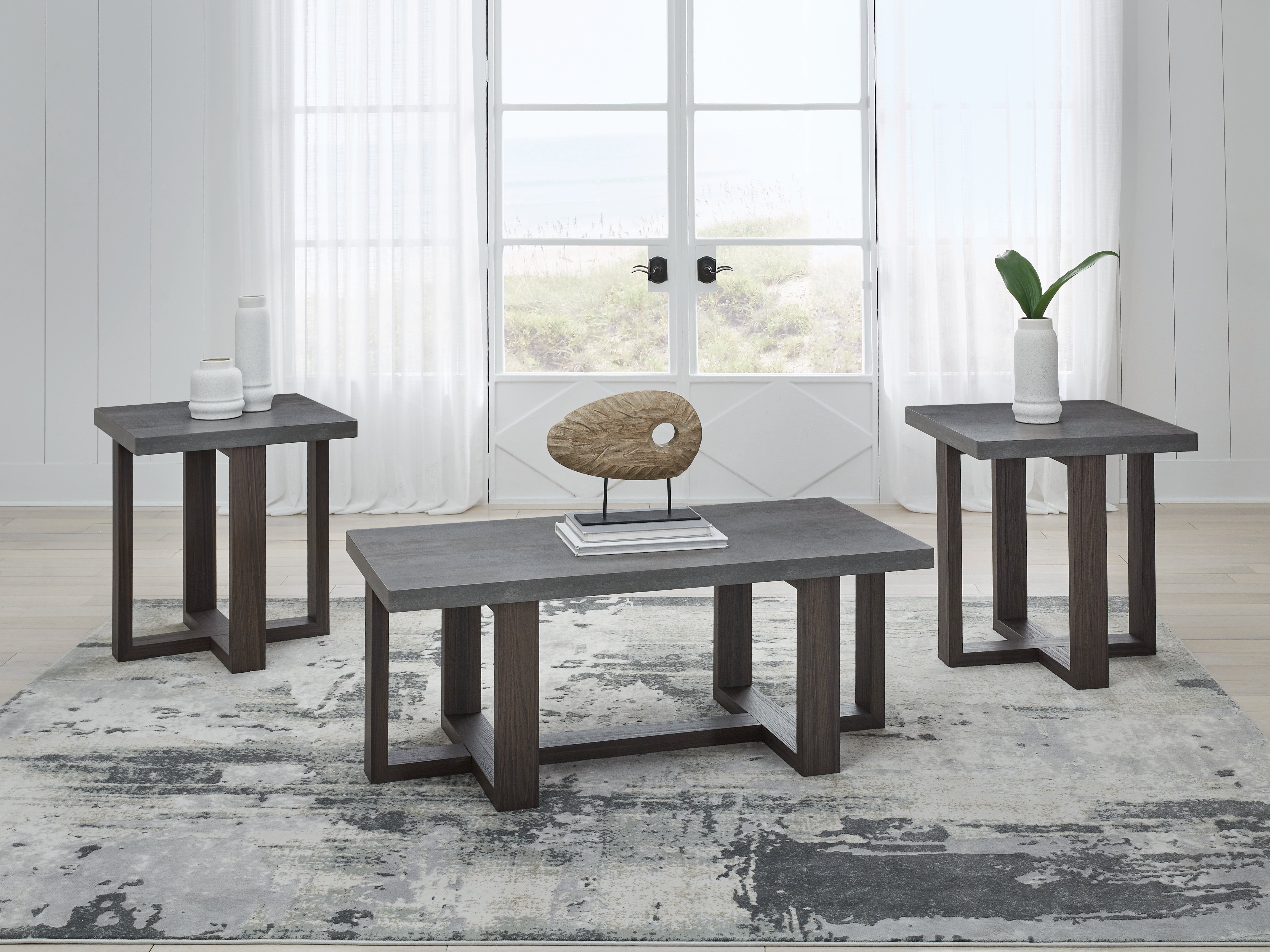 Luxury Living Gallery - Ashley Furniture - Dynnford Table (Set of 3) - Occasional Table Set (3/CN) / Gray/Brown - T216-13
