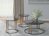 Luxury Living Gallery - Ashley Furniture - Hannerly Table (Set of 3) - Occasional Table Set (3/CN) / Black/Gold Finish - T219-13