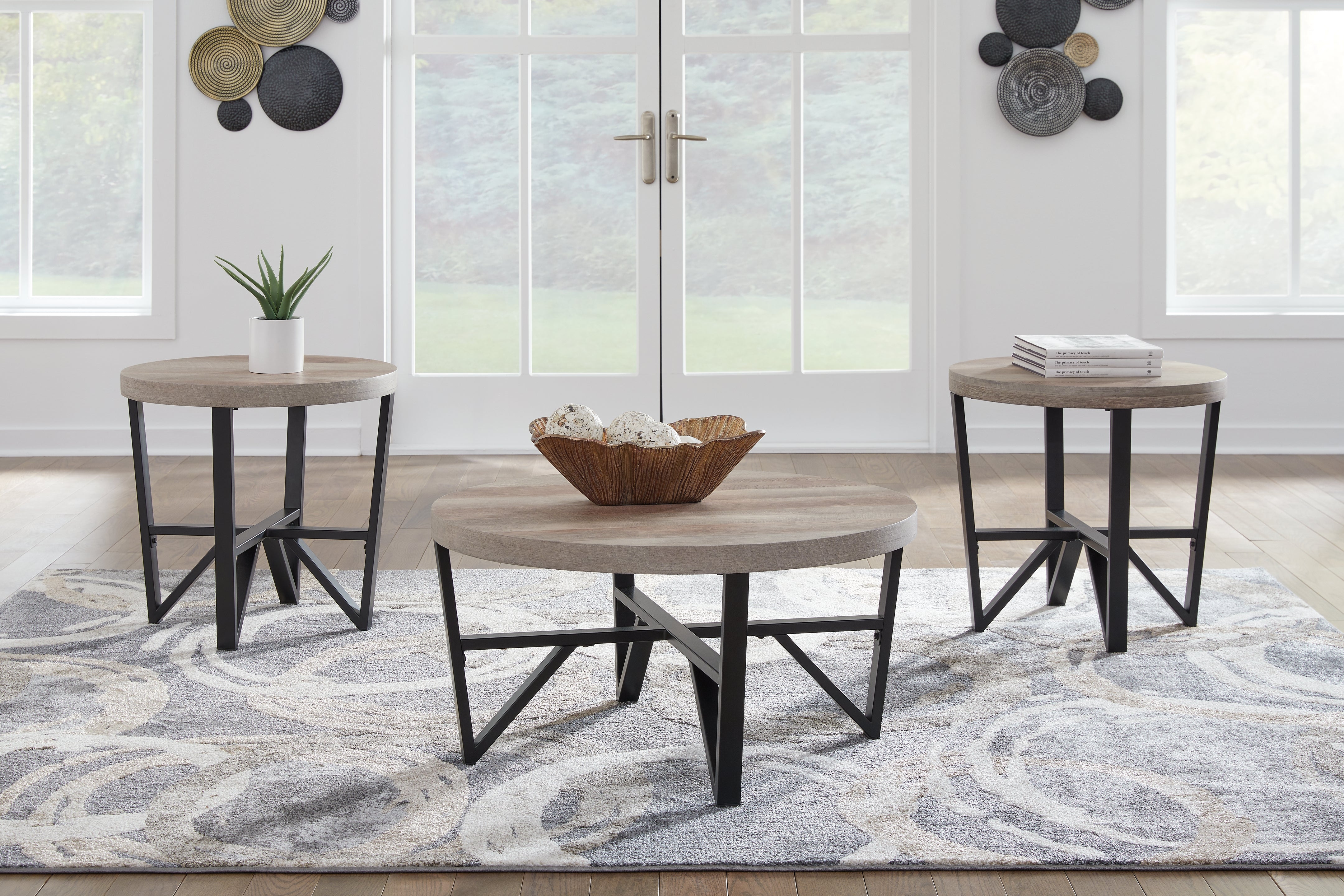 Luxury Living Gallery - Ashley Furniture - Deanlee Table (Set of 3) - Occasional Table Set (3/CN) / Grayish Brown/Black - T235-13