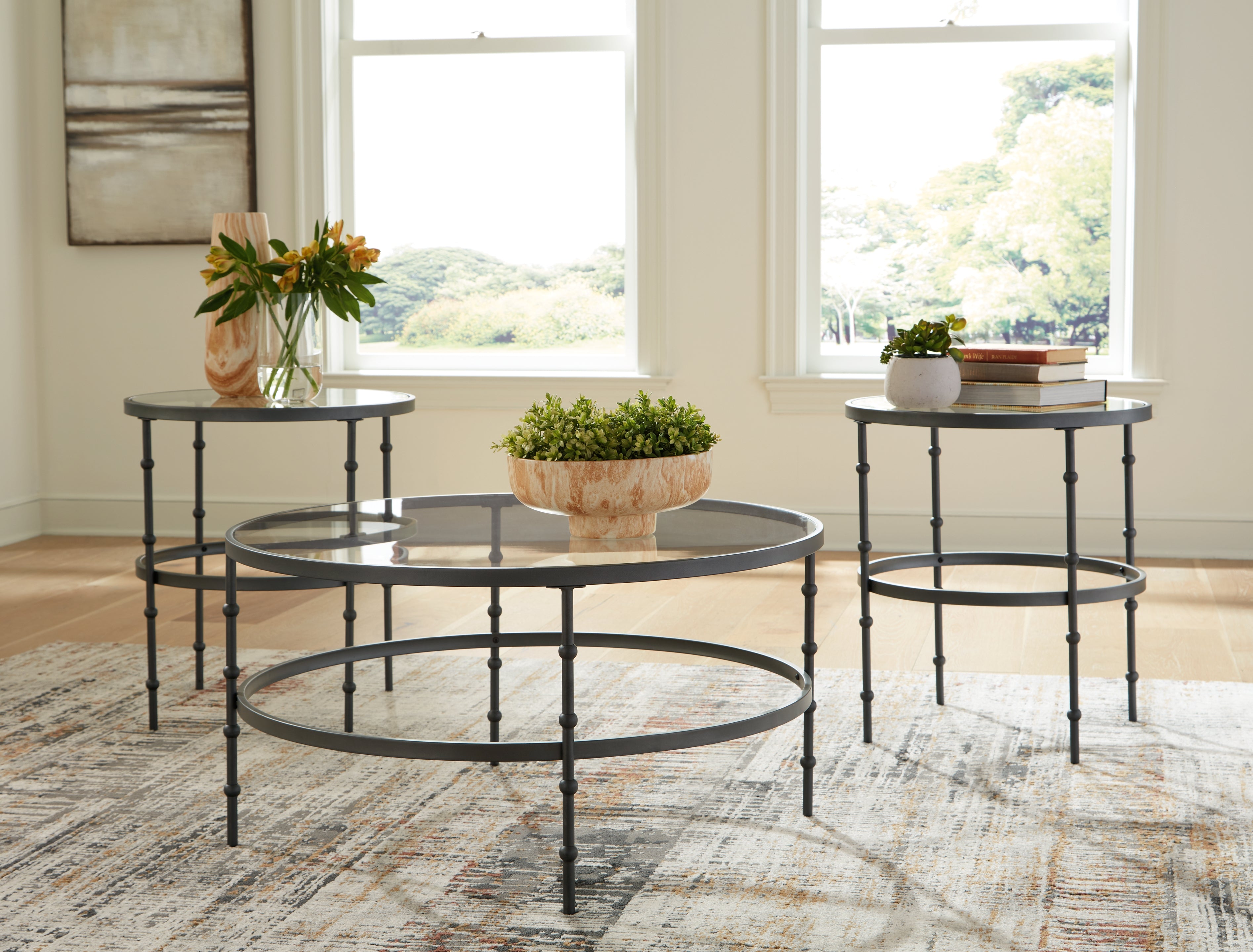 Luxury Living Gallery - Ashley Furniture - Kellyco Table (Set of 3) - Occasional Table Set (3/CN) / Gunmetal - T246-13