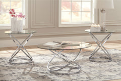 Luxury Living Gallery - Ashley Furniture - Hollynyx Table (Set of 3) - Occasional Table Set (3/CN) / Chrome Finish - T270-13