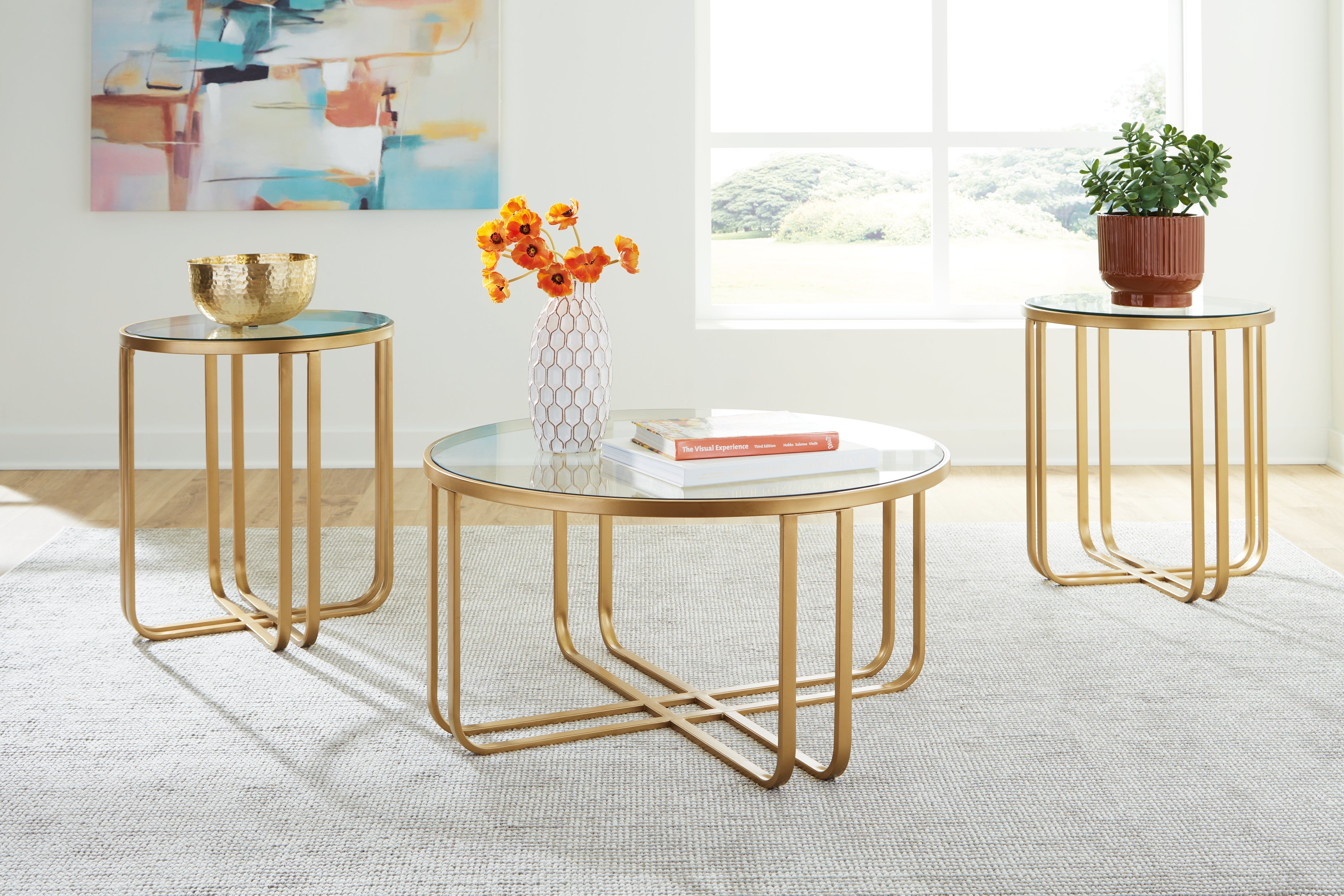 Luxury Living Gallery - Ashley Furniture - Milloton Table (Set of 3) - Occasional Table Set (3/CN) / Gold - T398-13