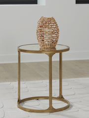 Luxury Living Gallery - Ashley Furniture - Korajane End Table - Round End Table / Antique Gold - T399-6