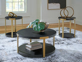 Luxury Living Gallery - Ashley Furniture - Shylore Table (Set of 3) - Occasional Table Set (3/CN) / Black/Brass Finish - T410-13