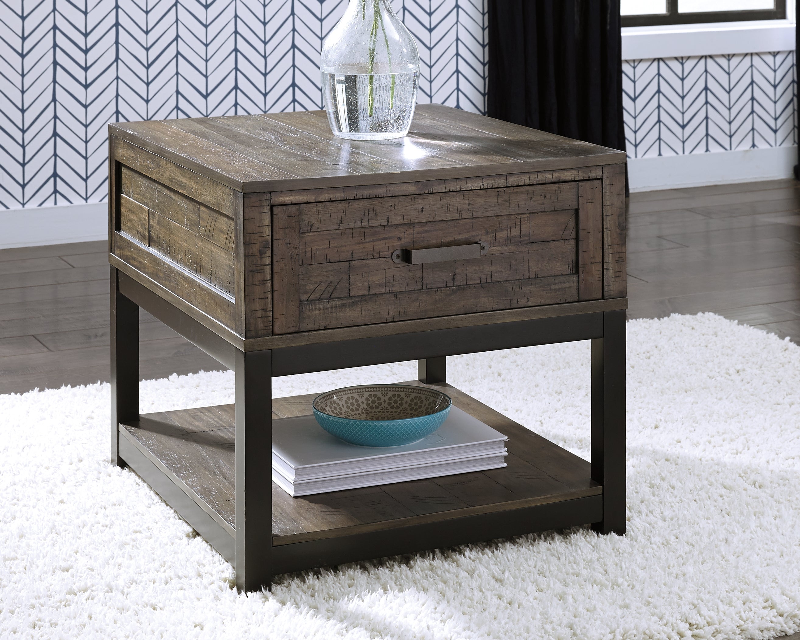 Luxury Living Gallery - Ashley Furniture - Johurst End Table - Rectangular End Table / Grayish Brown - T444-3