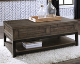 Luxury Living Gallery - Ashley Furniture - Johurst Coffee Table with Lift Top - LIFT TOP COCKTAIL TABLE / Grayish Brown - T444-9