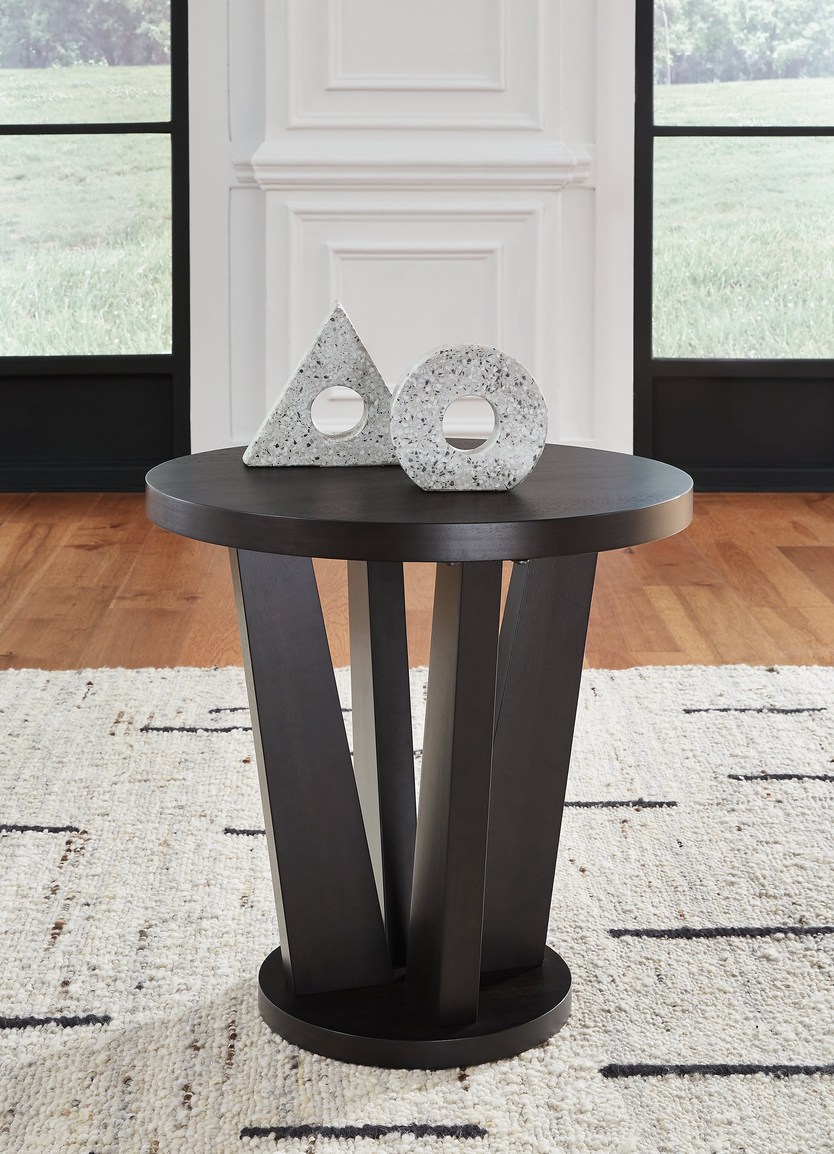 Luxury Living Gallery - Ashley Furniture - Chasinfield End Table - Round End Table / Dark Brown - T458-6