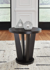 Luxury Living Gallery - Ashley Furniture - Chasinfield End Table - Round End Table / Dark Brown - T458-6