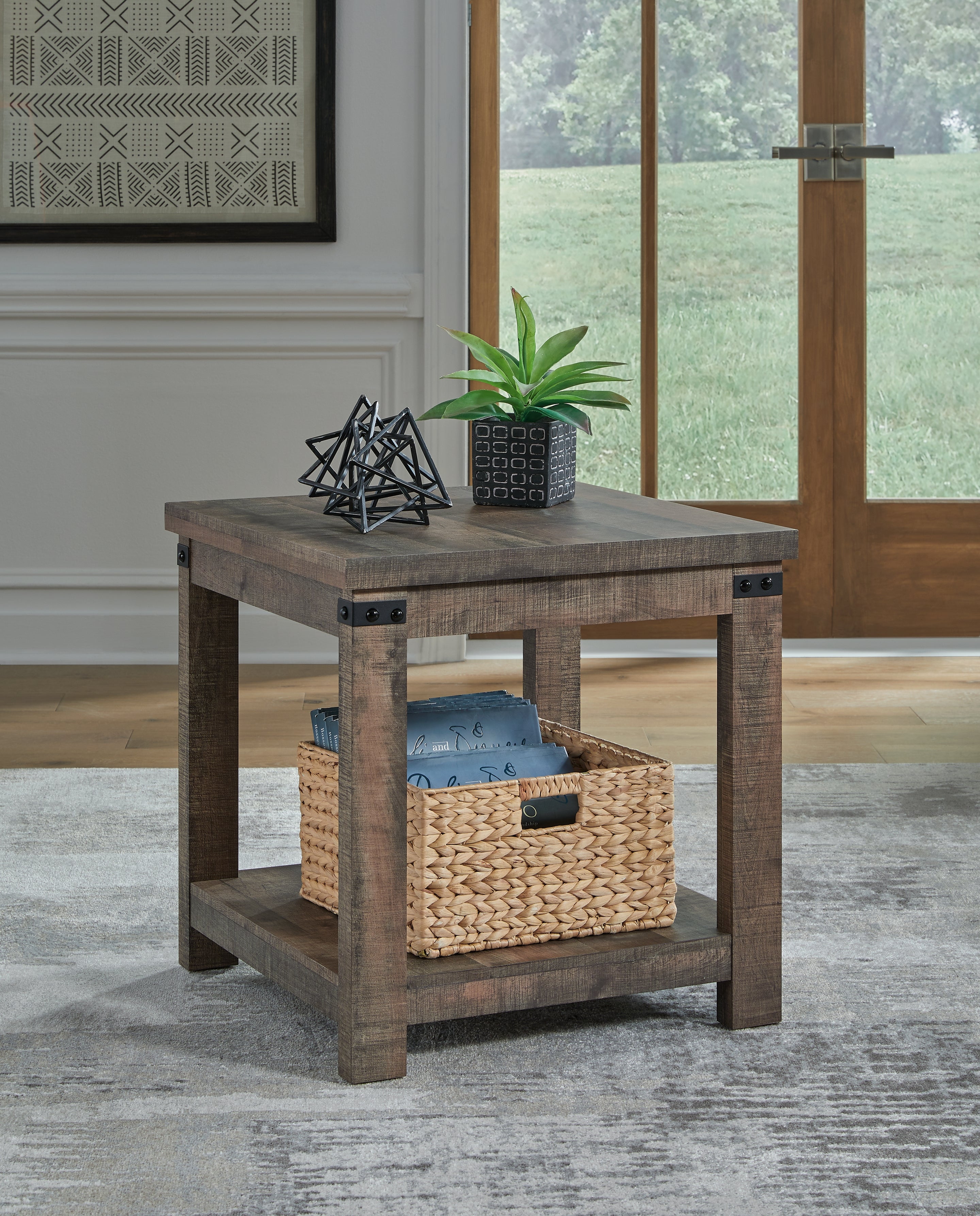 Luxury Living Gallery - Ashley Furniture - Hollum End Table - Square End Table / Rustic Brown - T466-2