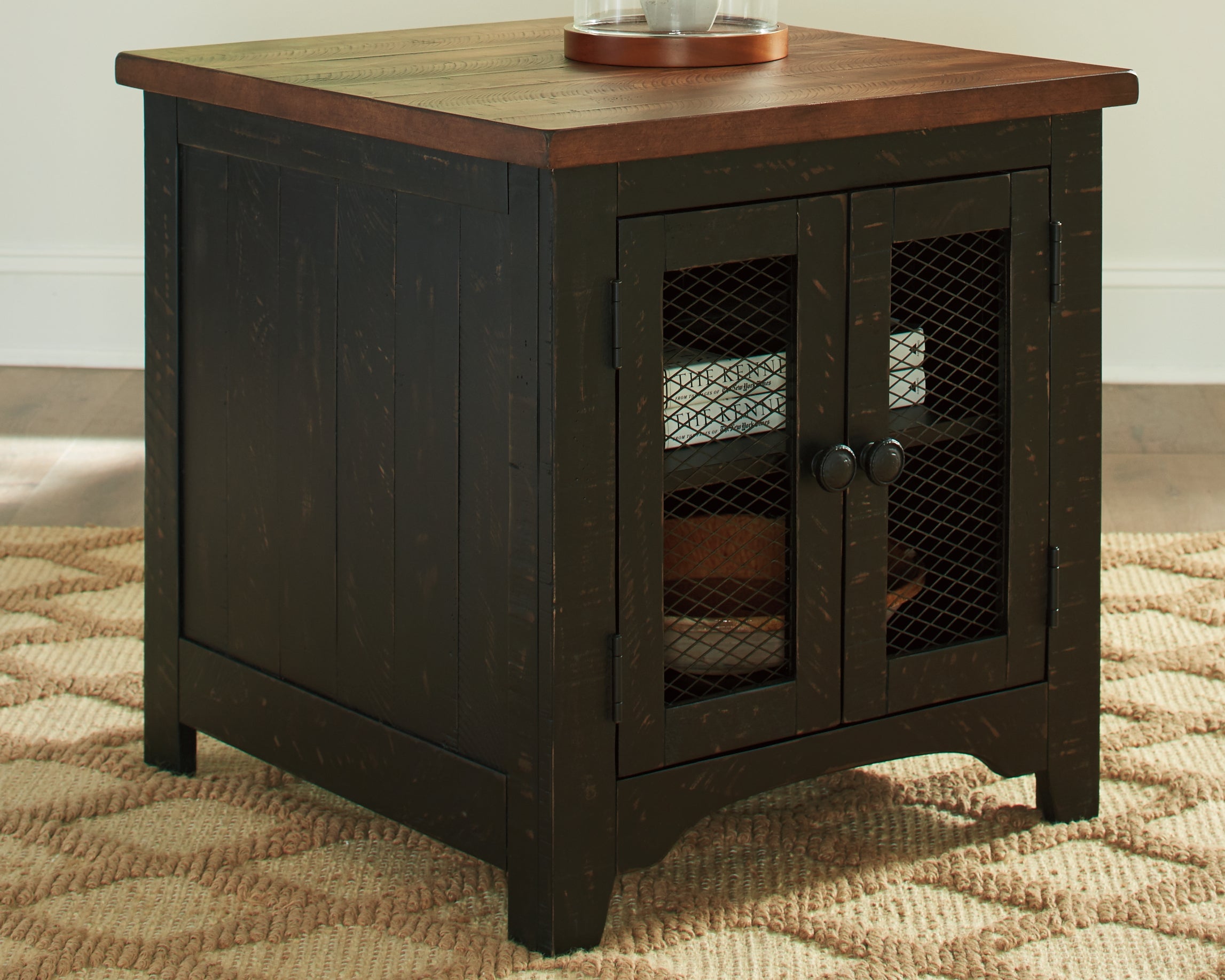Luxury Living Gallery - Ashley Furniture - Valebeck End Table - Rectangular End Table / Black/Brown - T468-3