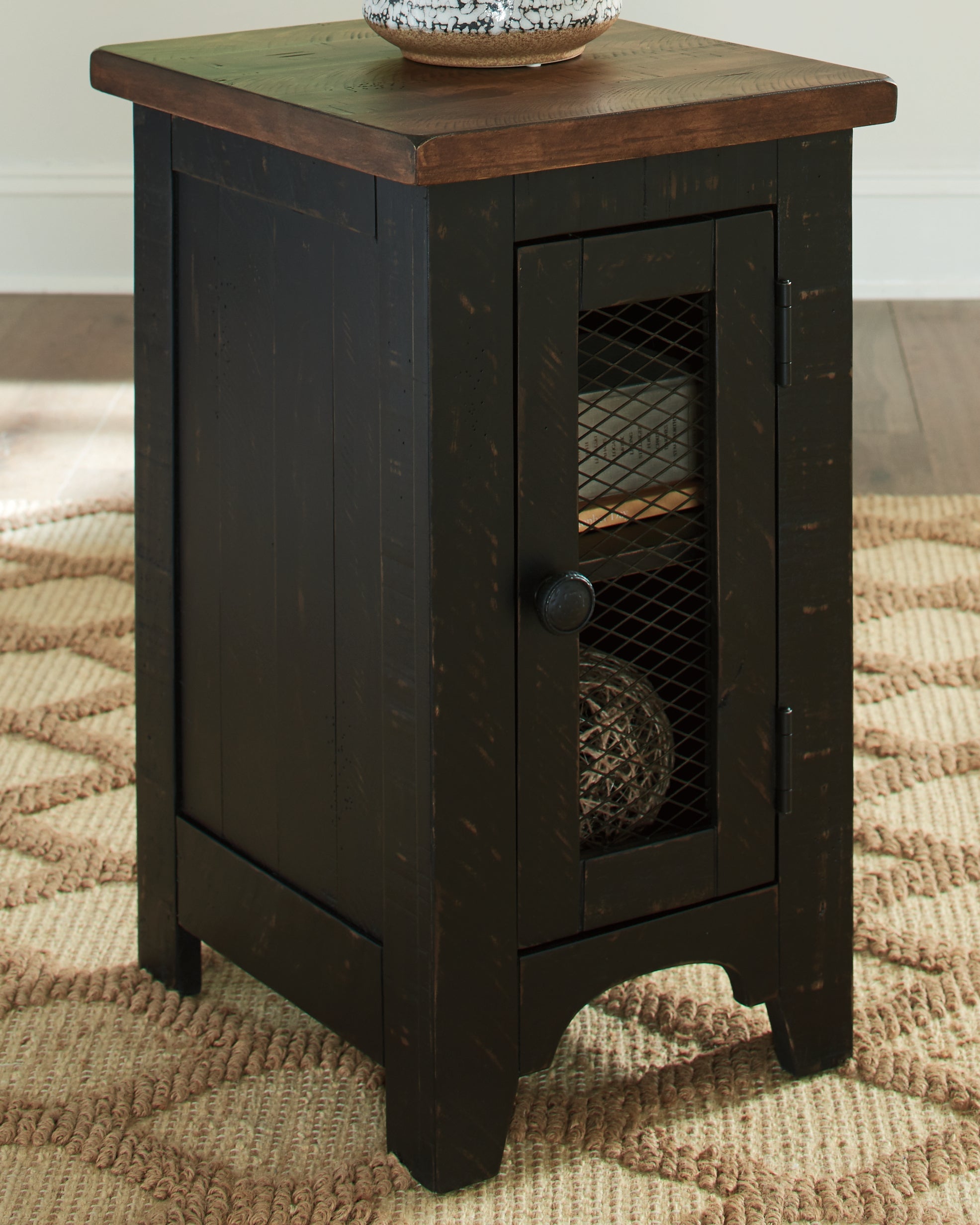 Luxury Living Gallery - Ashley Furniture - Valebeck Chairside End Table - Chair Side End Table / Black/Brown - T468-7