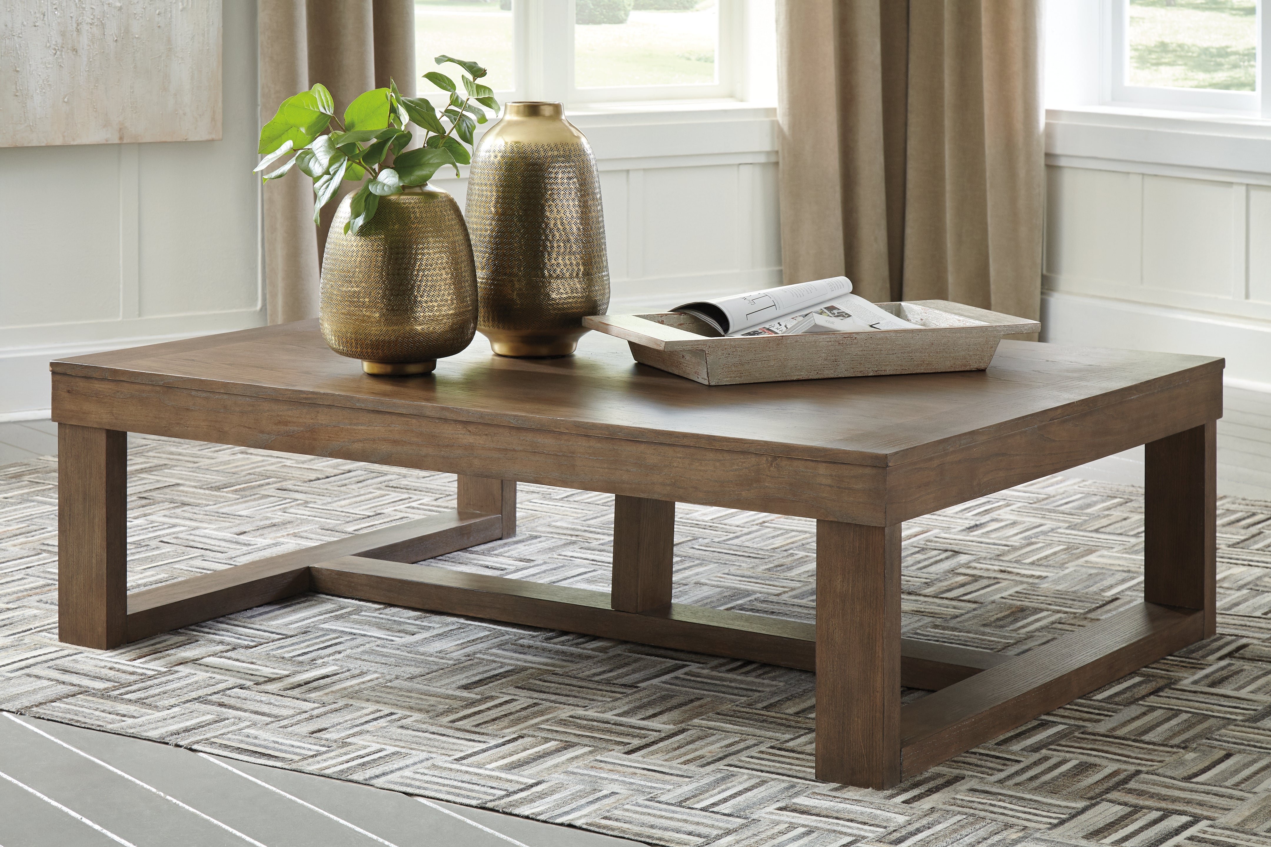 Luxury Living Gallery - Ashley Furniture - Cariton Coffee Table - Rectangular Cocktail Table / Gray - T471-1