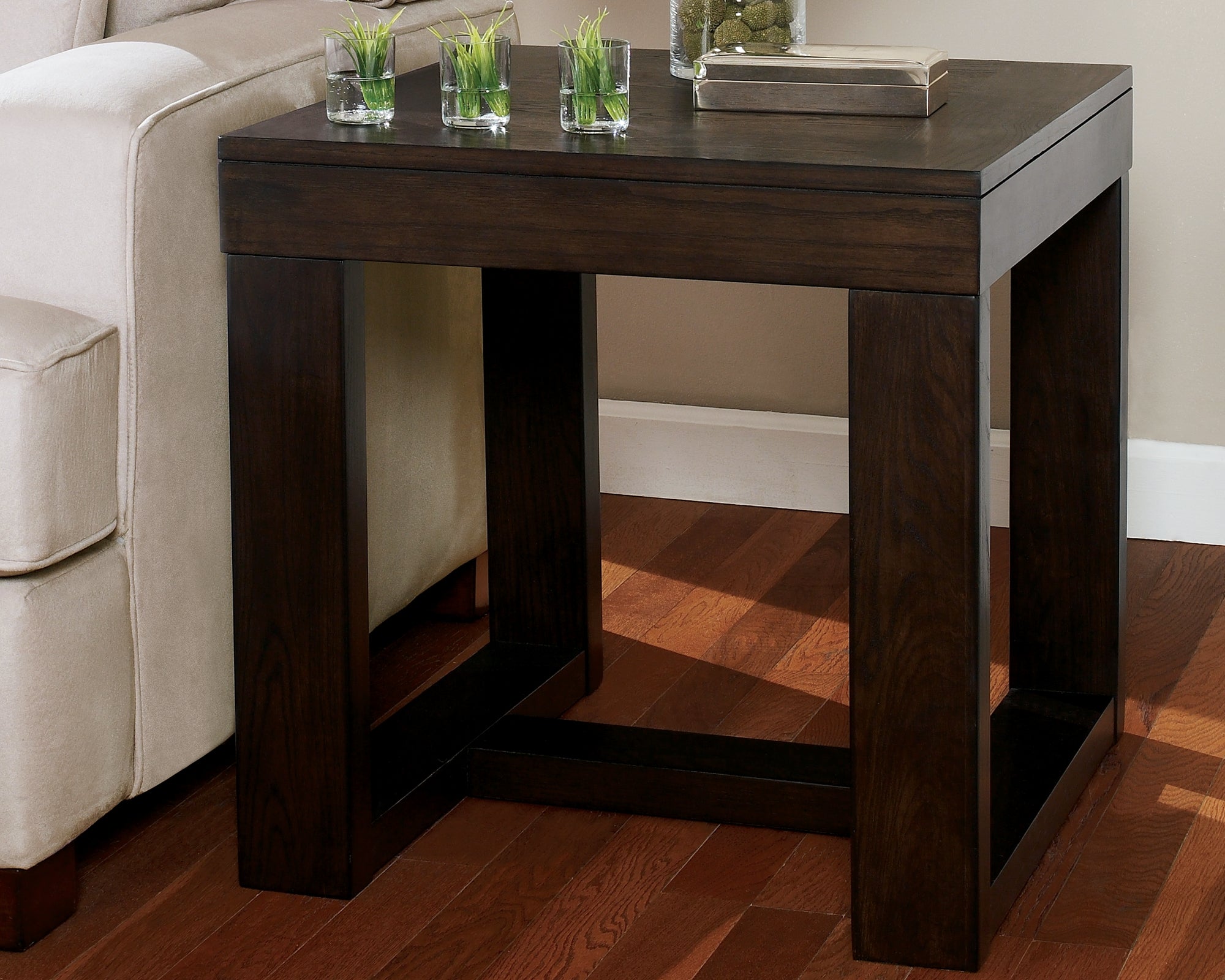 Luxury Living Gallery - Ashley Furniture - Watson End Table - Square End Table / Dark Brown - T481-2