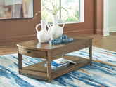 Luxury Living Gallery - Ashley Furniture - Burkbyer Coffee Table - Rectangular Cocktail Table / Brown - T513-1