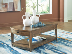Luxury Living Gallery - Ashley Furniture - Burkbyer Coffee Table - Rectangular Cocktail Table / Brown - T513-1