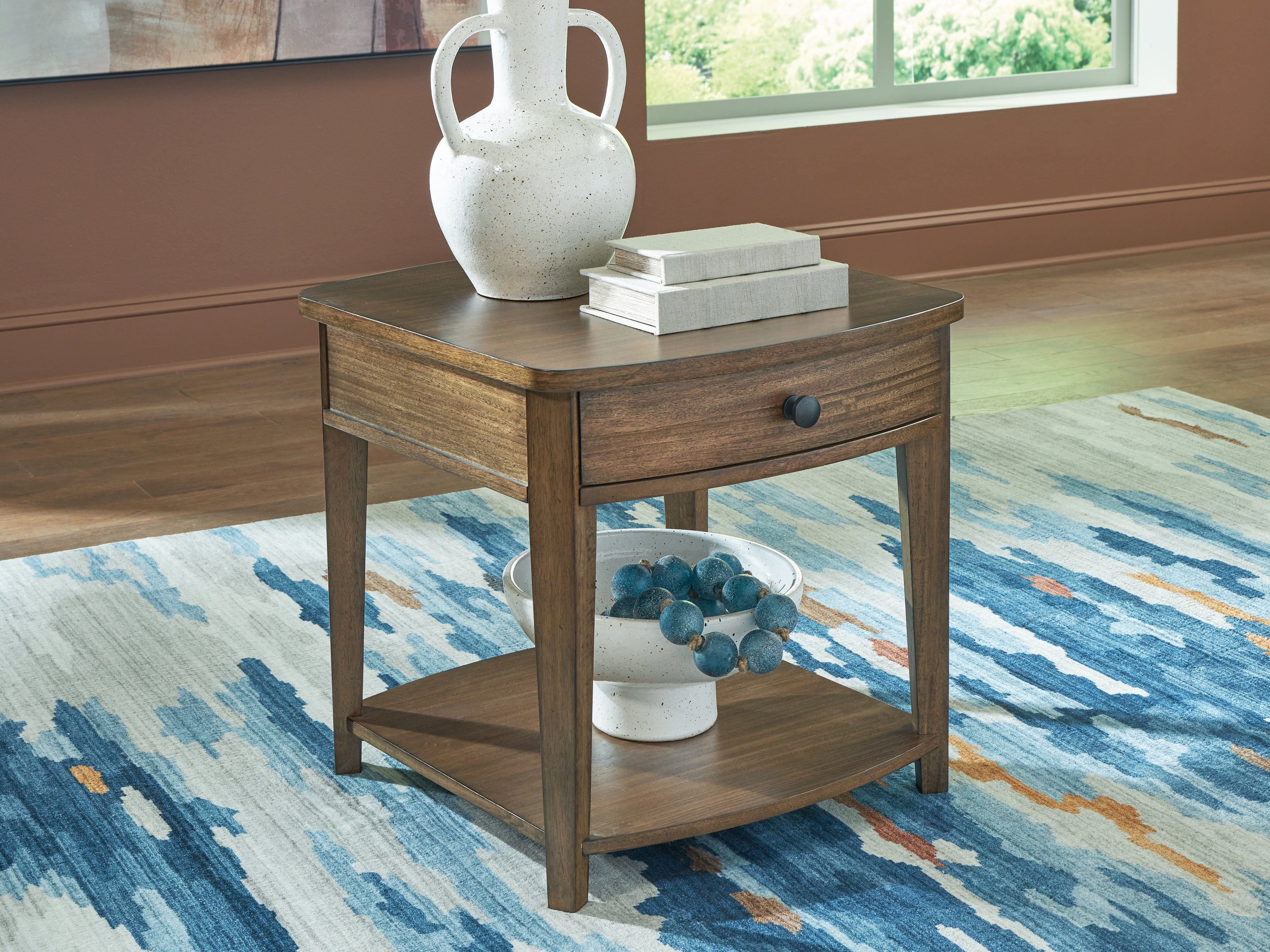 Luxury Living Gallery - Ashley Furniture - Burkbyer End Table - Rectangular End Table / Brown - T513-3