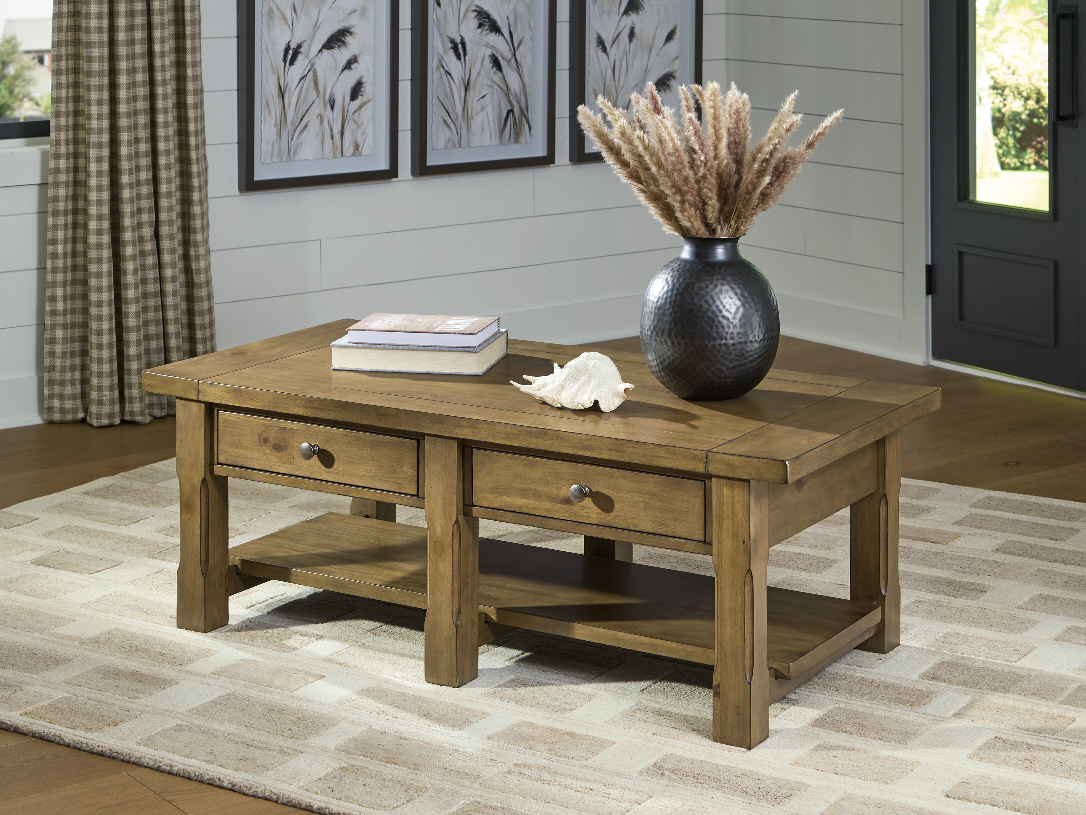 Luxury Living Gallery - Ashley Furniture - Vandenmore Coffee Table - Rectangular Cocktail Table / Medium Brown - T539-1