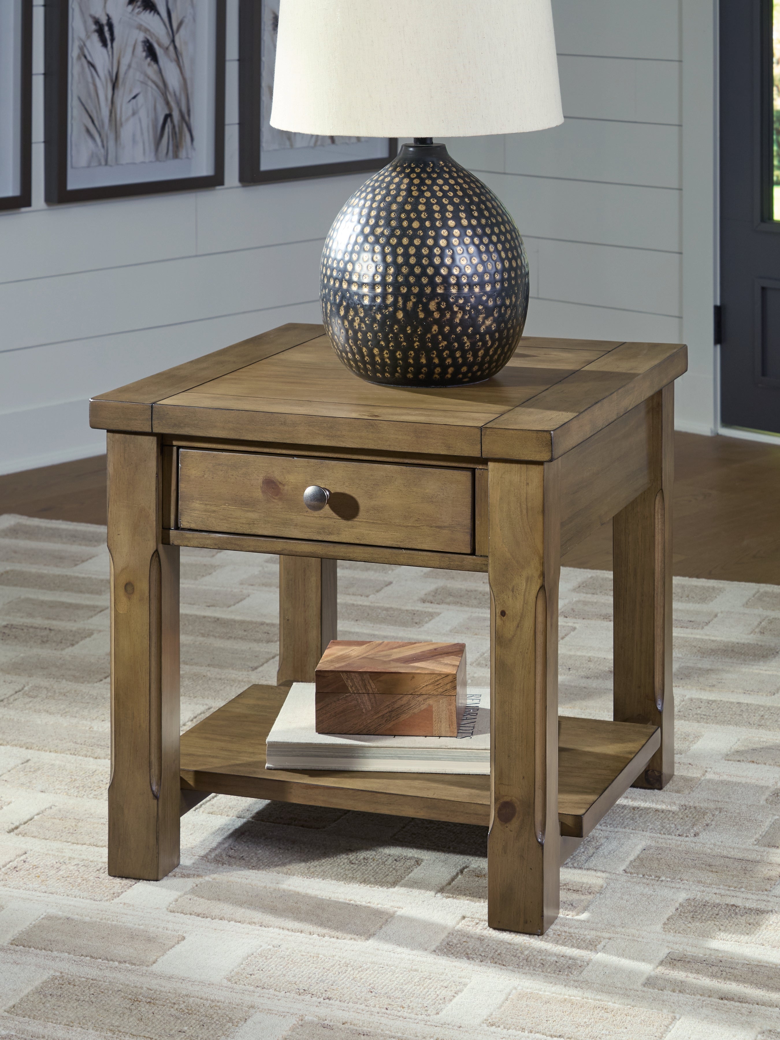 Luxury Living Gallery - Ashley Furniture - Vandenmore End Table - Rectangular End Table / Medium Brown - T539-3